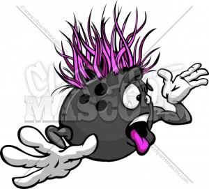 Vector Cartoon Bowling Madness with Crazy Face and Hands